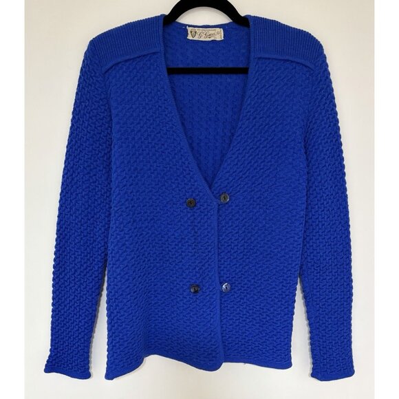 Gucci Sweaters - Vintage Rare G. Gucci Women’s 1950/1960’s Blue 2 Button Wool Cardigan Size 44